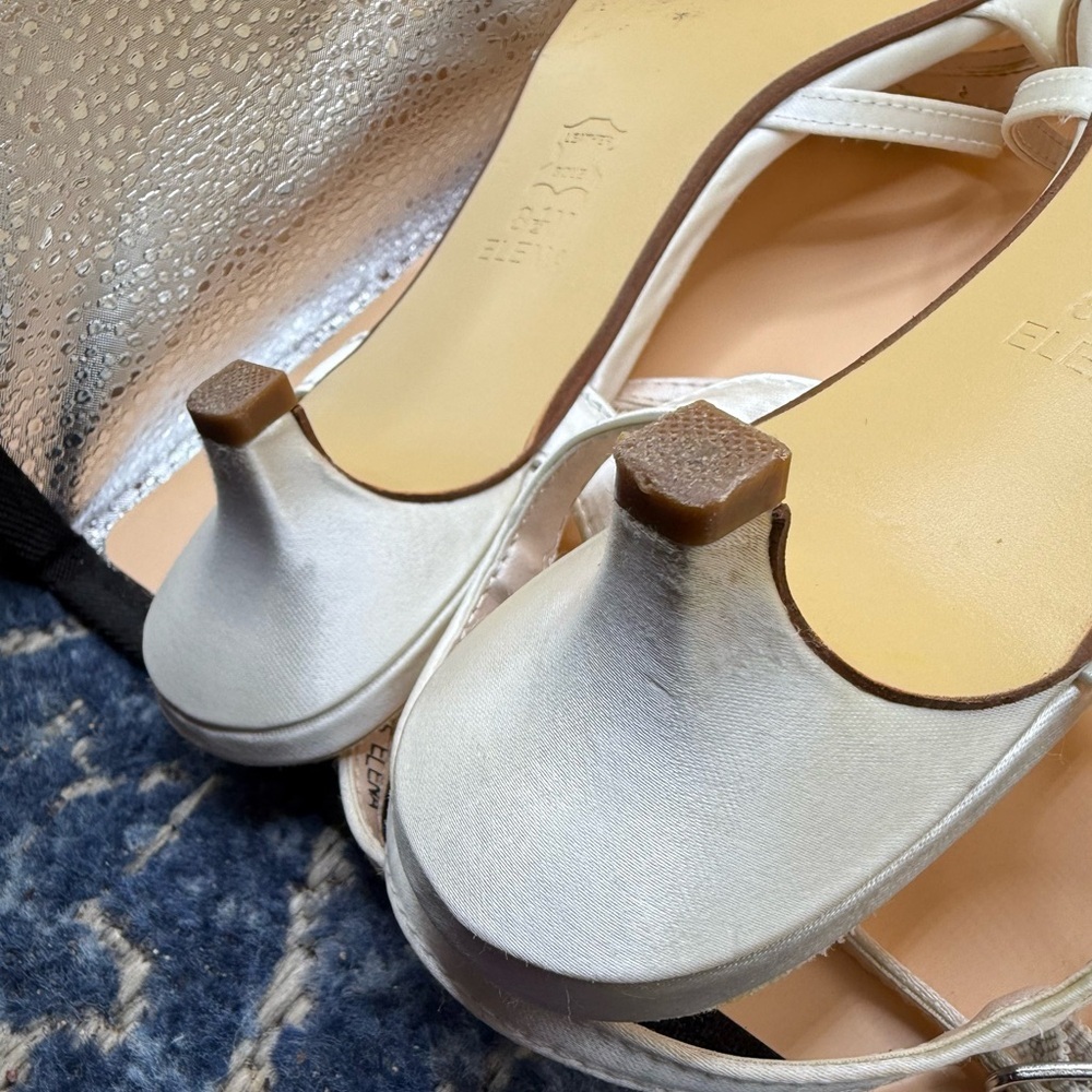 David's Bridal dyed light Ivory Sandals with Rhinestone Detail - Picture 11 of 13